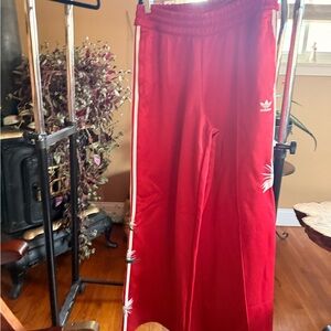 Adidas Kids Red Sweatpants with White Stripes